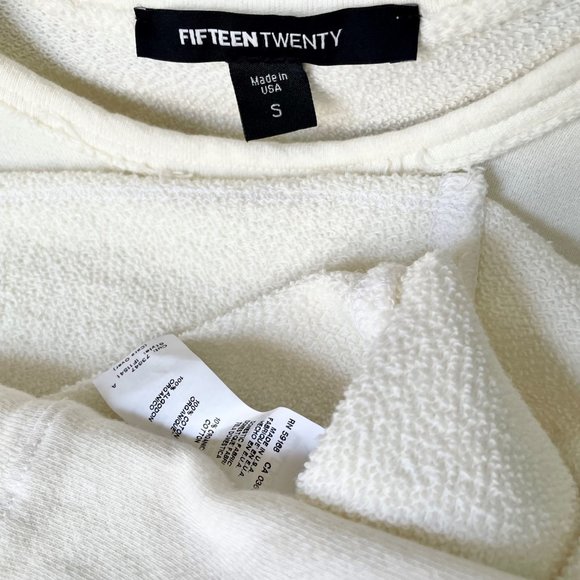 Fifteen Twenty Long Sleeve Raw Hem Top S French Terry Scoop Sweatshirt Cream - Picture 11 of 14